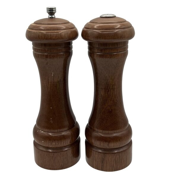 Olde Thompson Walnut Wood Vintage USA Salt Pepper Grinder Set 8.5" Tall Classic - Picture 10 of 16